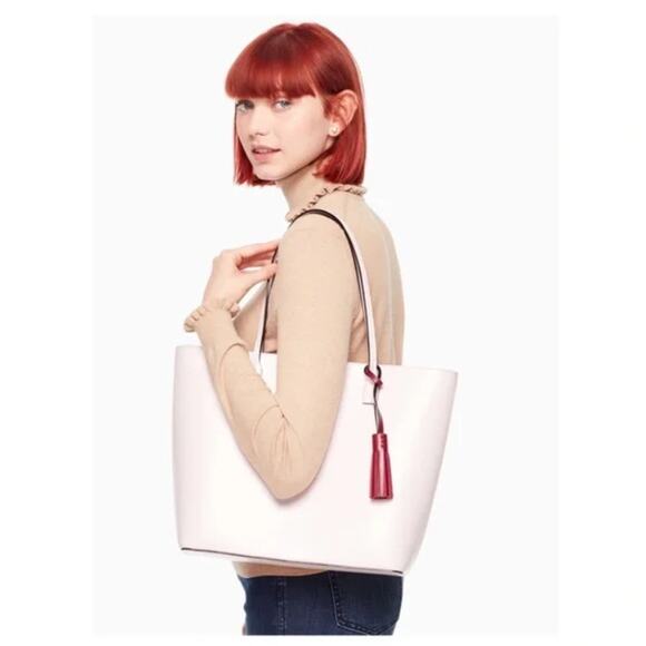 Kate Spade Wright Place Karla Tote 100% Leather Plum Dawn Rioja Large New - Picture 5 of 14